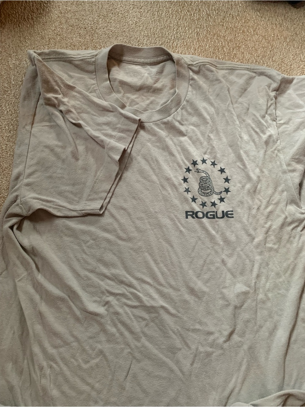 Rogue Short Sleeve Logo Tee in Light Beige with Black Print